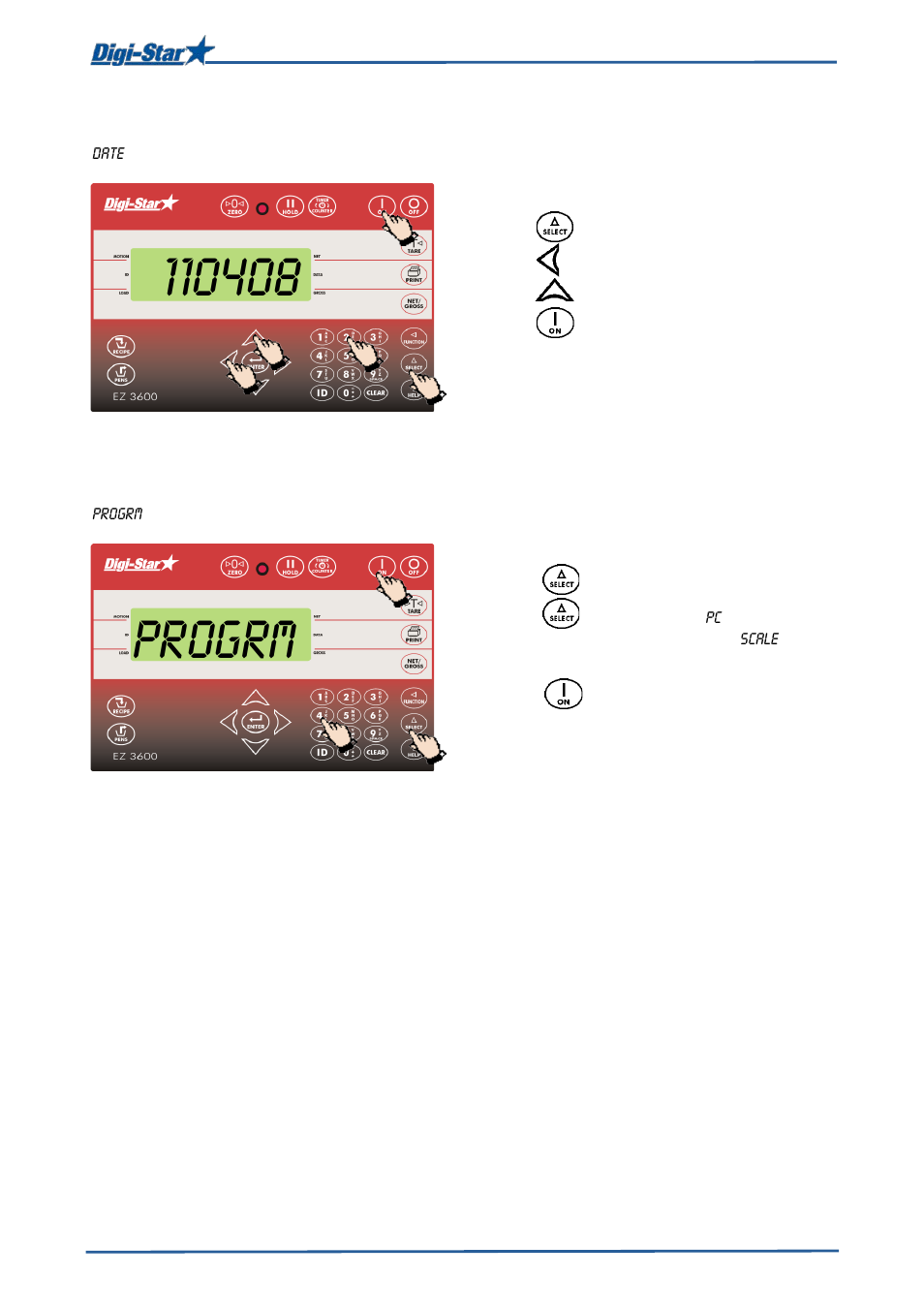 Setting the date, Tmr tracker or front panel programming, Progrm | Digi-Star EZ 3600V Manual USB User Manual | Page 33 / 43