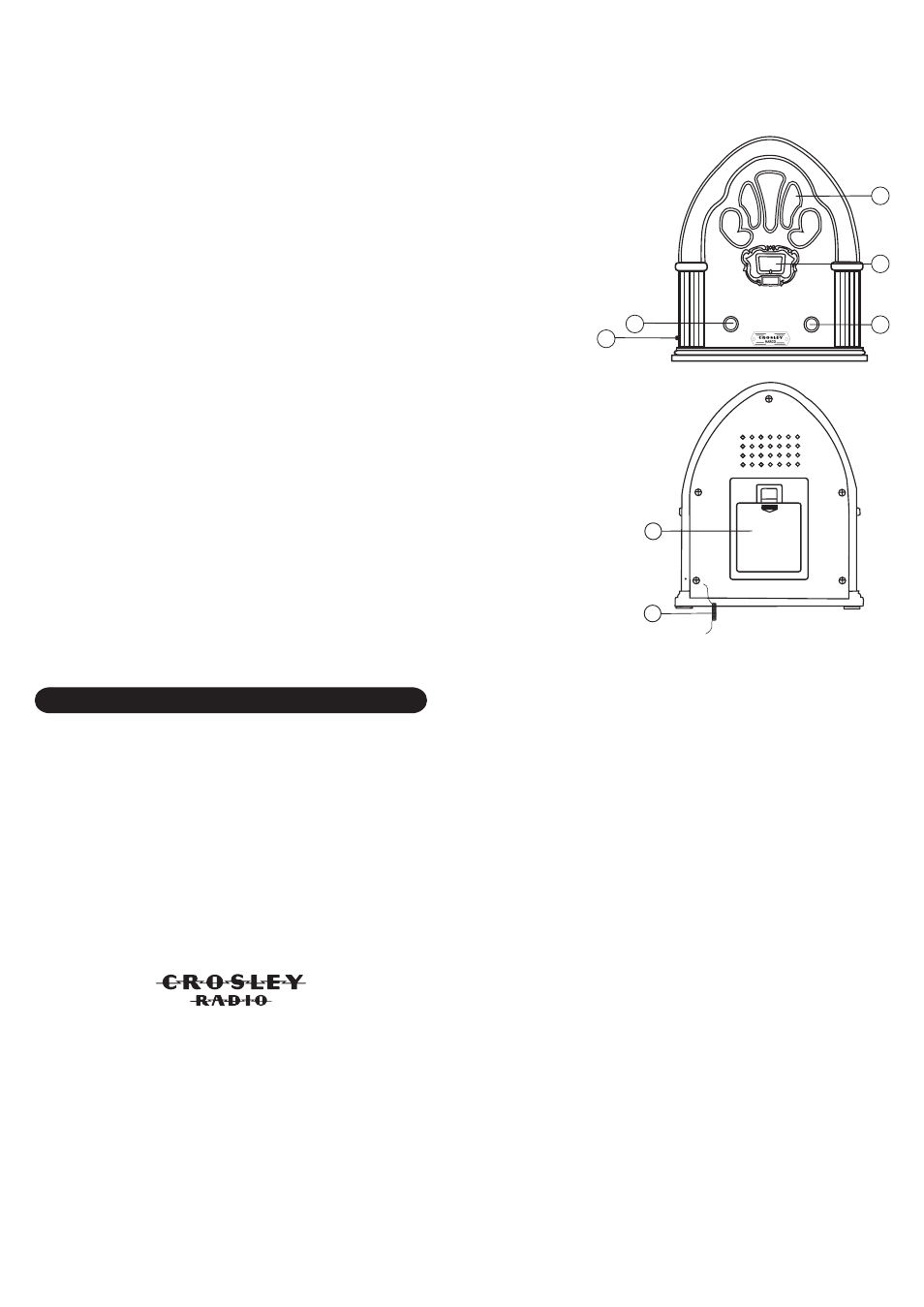 Warranty, Location of parts, Power source | Radio operation, External antenna, Troubleshooting guide | Crosley Radio CR82 User Manual | Page 2 / 2