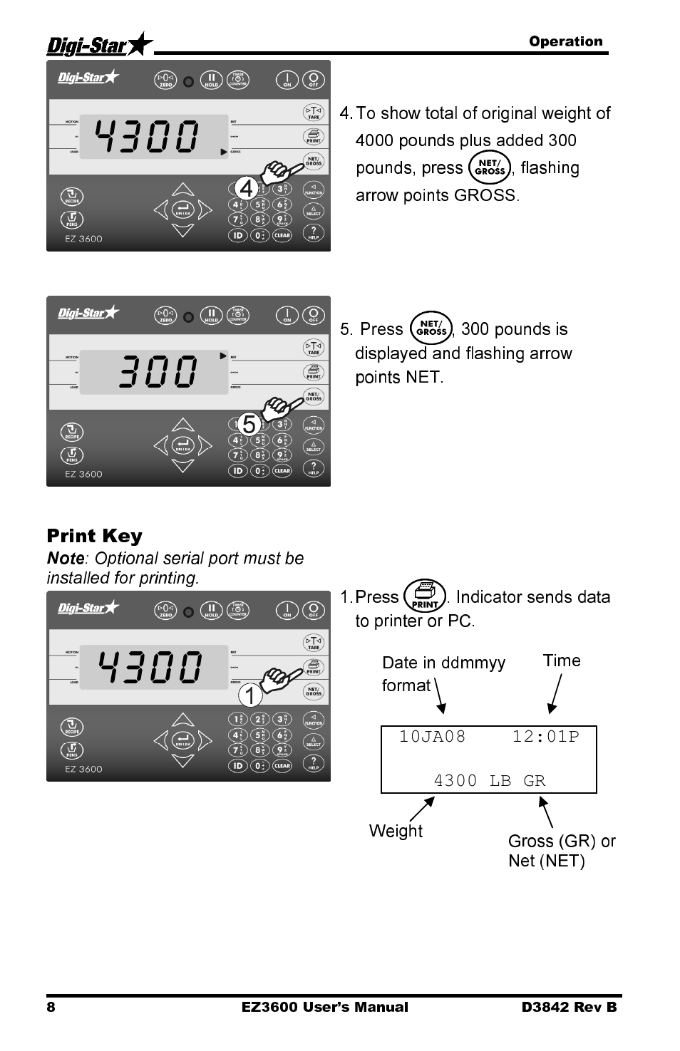 Print key | Digi-Star EZ 3600 USB Manual User Manual | Page 12 / 52