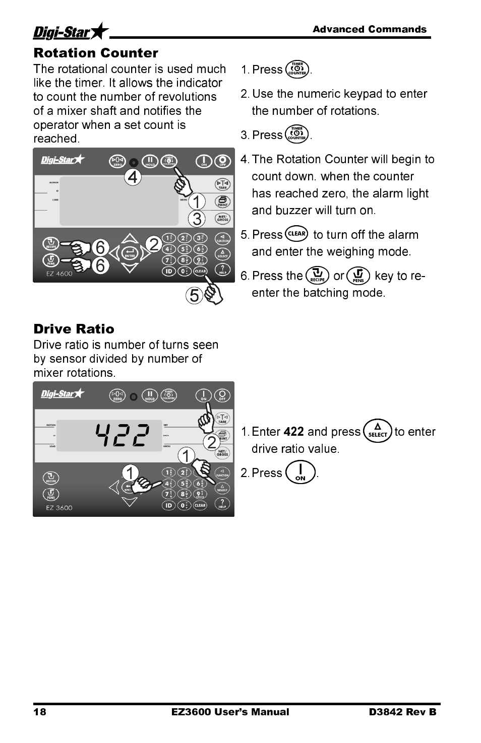 Rotation counter, Drive ratio | Digi-Star EZ 3600 USB Manual User Manual | Page 22 / 52