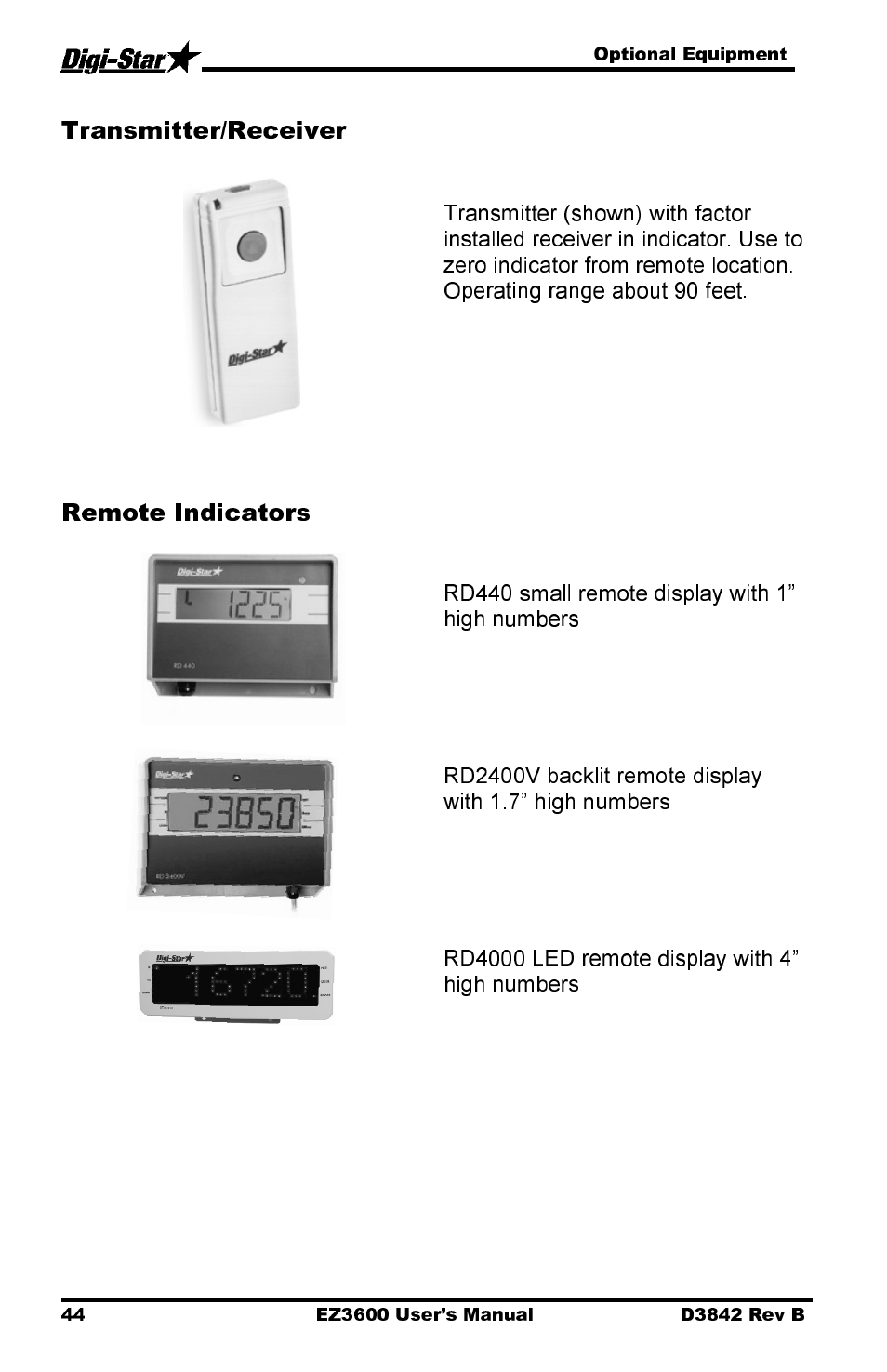 Transmitter/receiver, Remote indicators | Digi-Star EZ 3600 USB Manual User Manual | Page 48 / 52