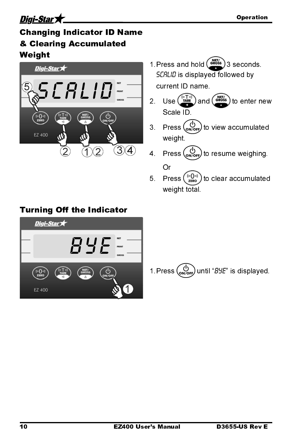 Scalid, Turning off the indicator | Digi-Star EZ400 User Manual | Page 14 / 29