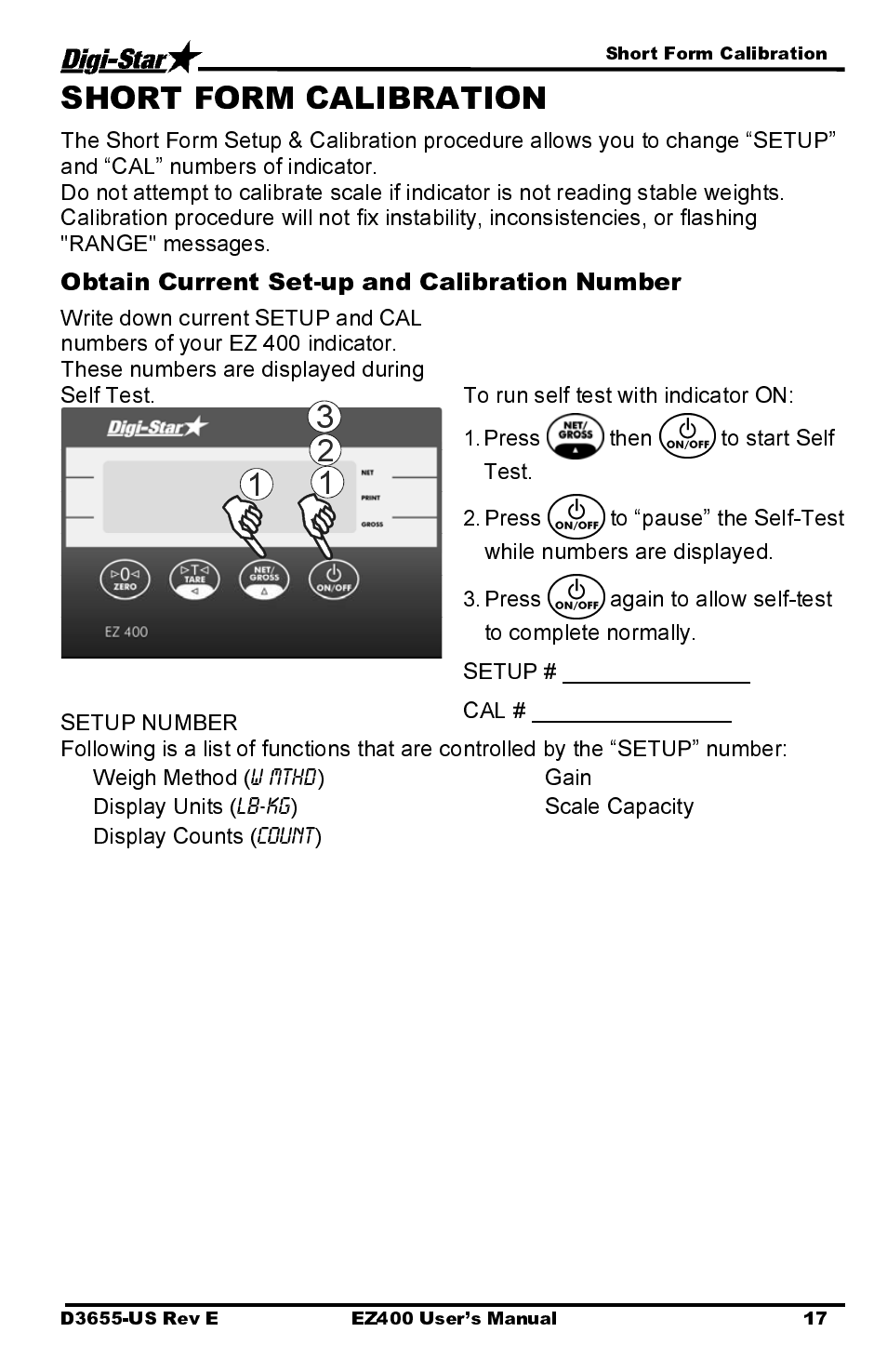 Obtain current set-up and calibration number | Digi-Star EZ400 User Manual | Page 21 / 29