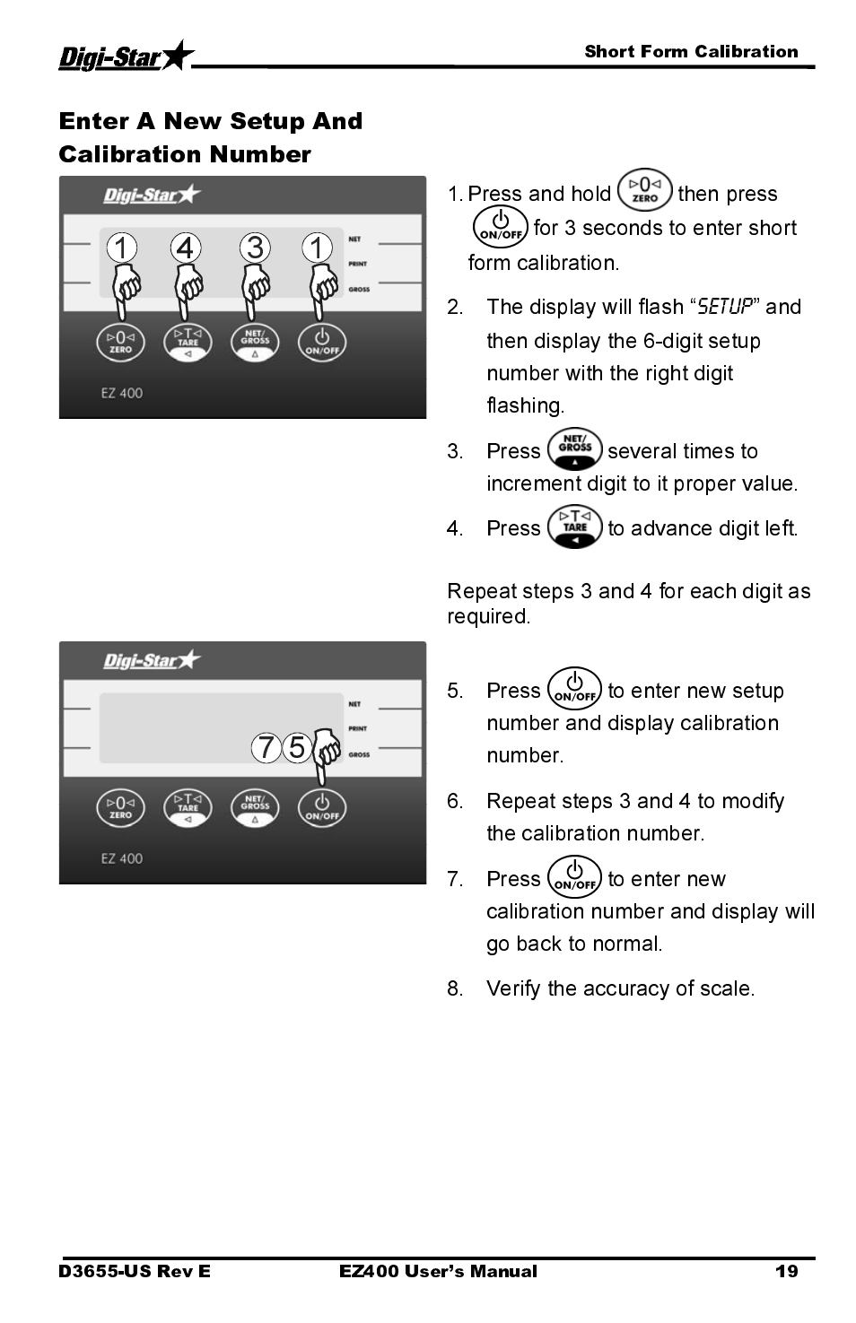 Enter a new setup and calibration number | Digi-Star EZ400 User Manual | Page 23 / 29