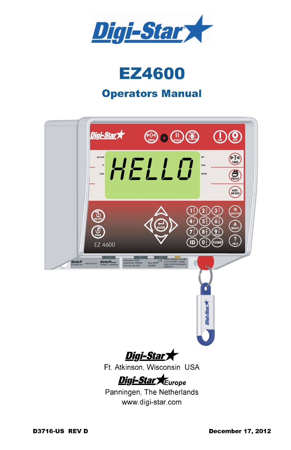 Digi-Star EZ 4600 Manual DataKey User Manual | 51 pages