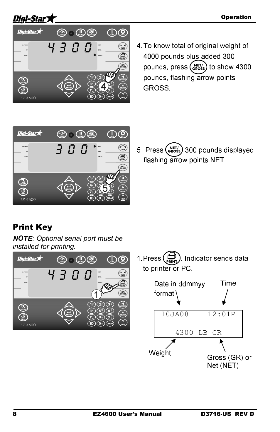Print key | Digi-Star EZ 4600 Manual DataKey User Manual | Page 12 / 51