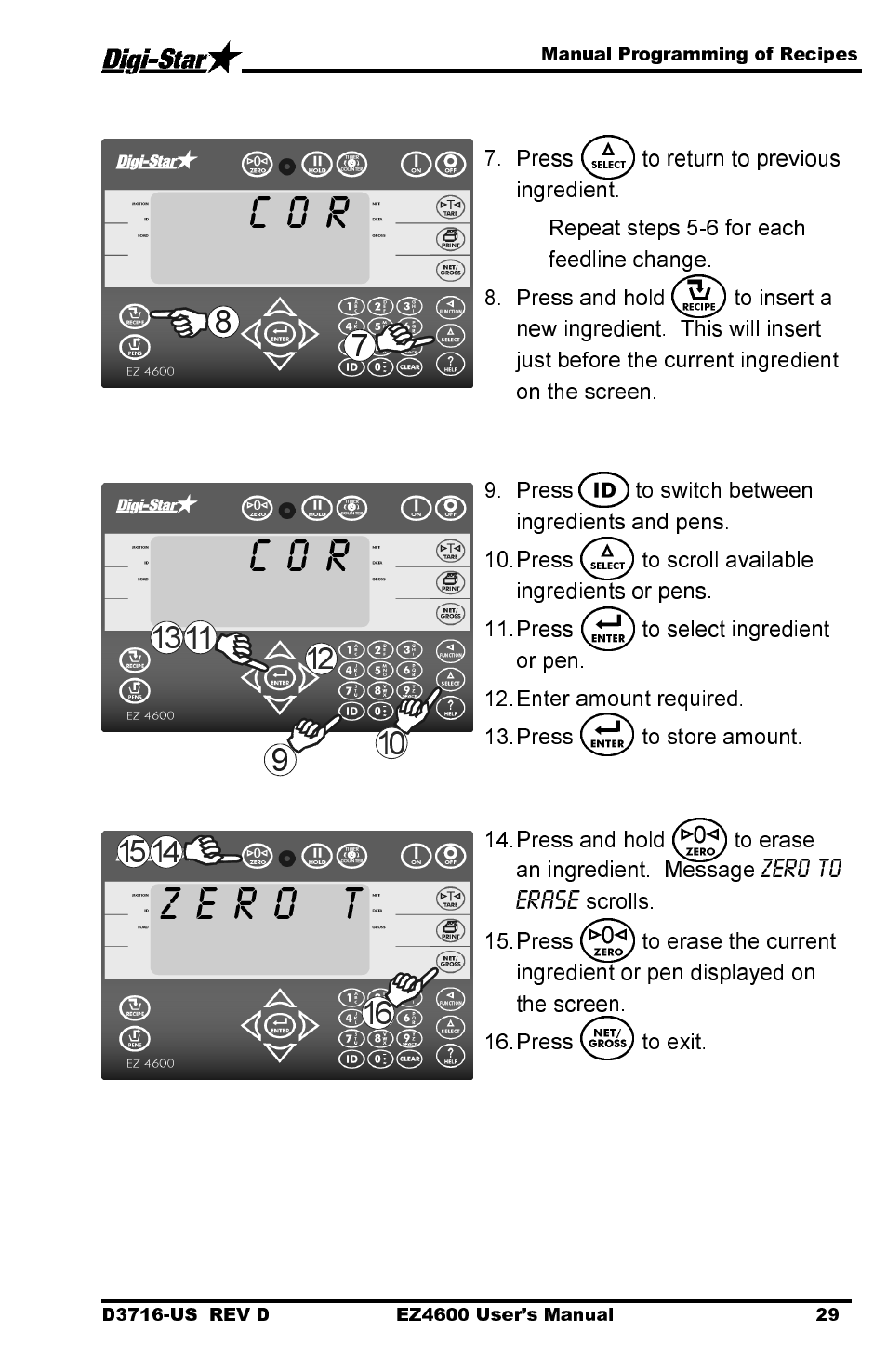 C o r | Digi-Star EZ 4600 Manual DataKey User Manual | Page 33 / 51