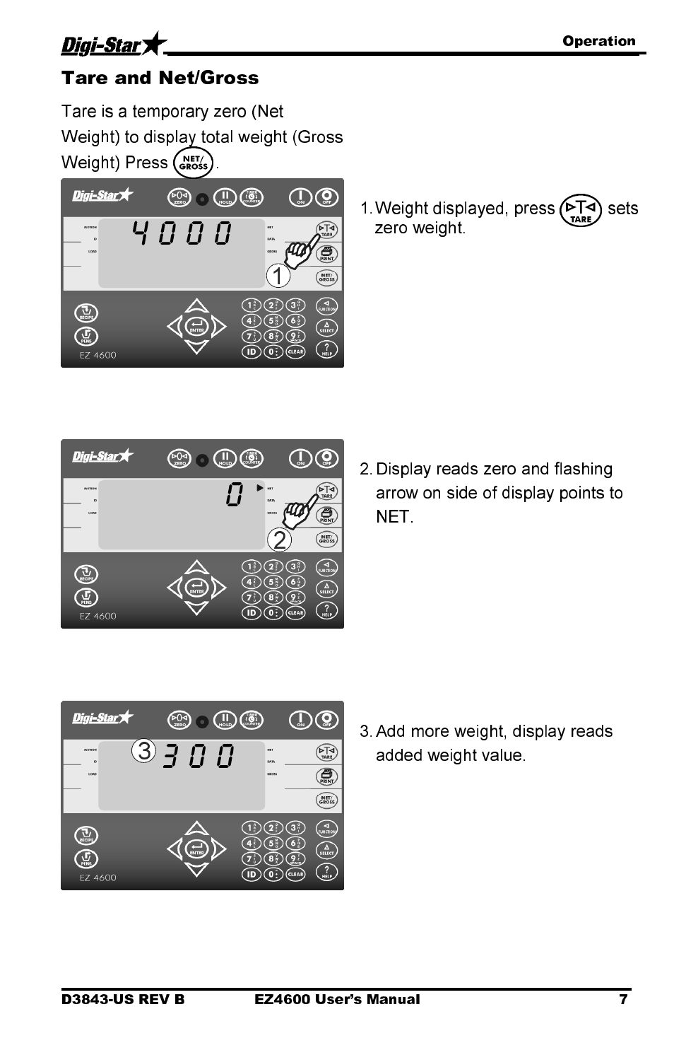 Tare and net/gross | Digi-Star EZ 4600 Manual USB User Manual | Page 11 / 53
