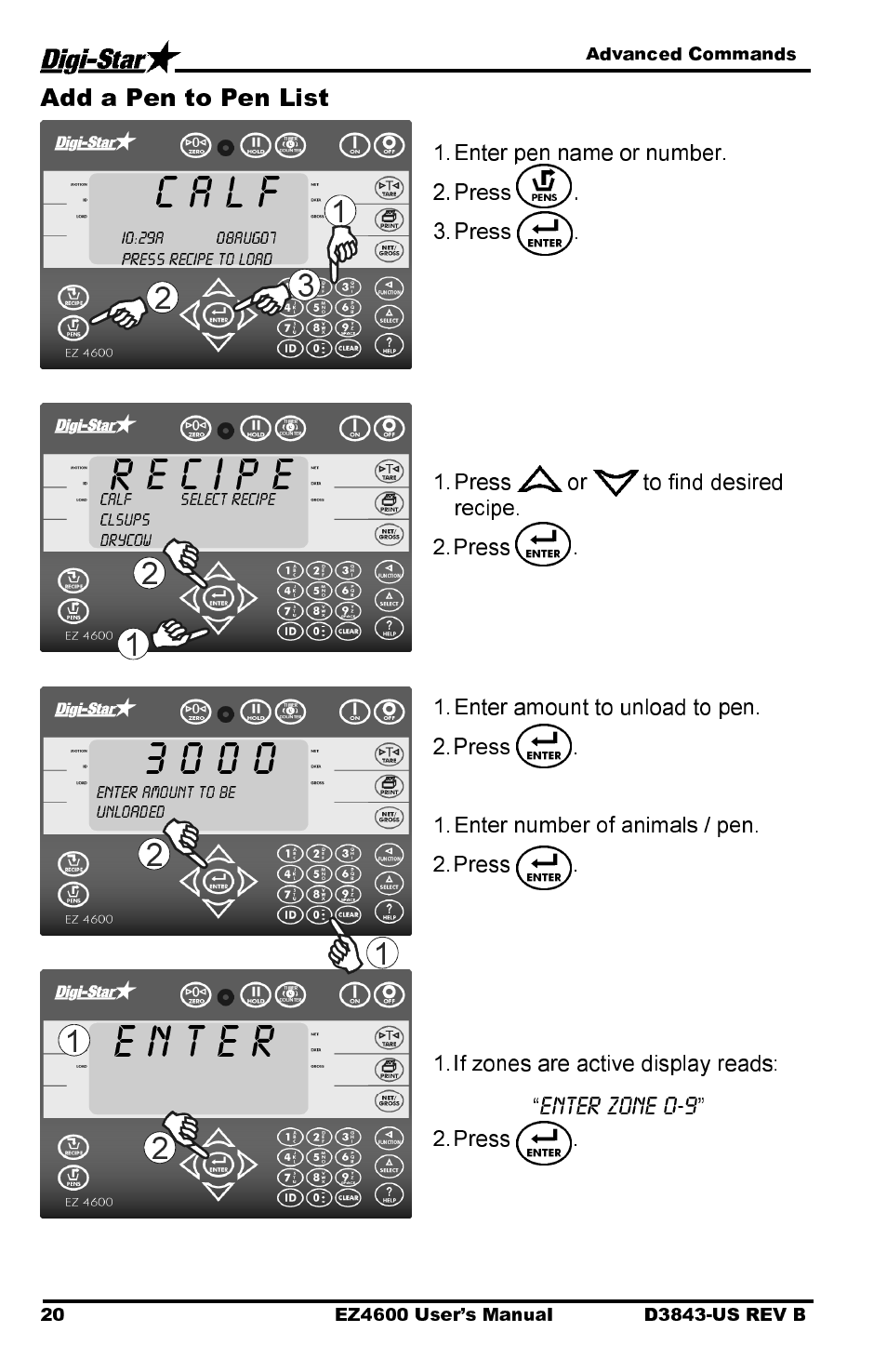 C a l f, Add a pen to pen list | Digi-Star EZ 4600 Manual USB User Manual | Page 24 / 53