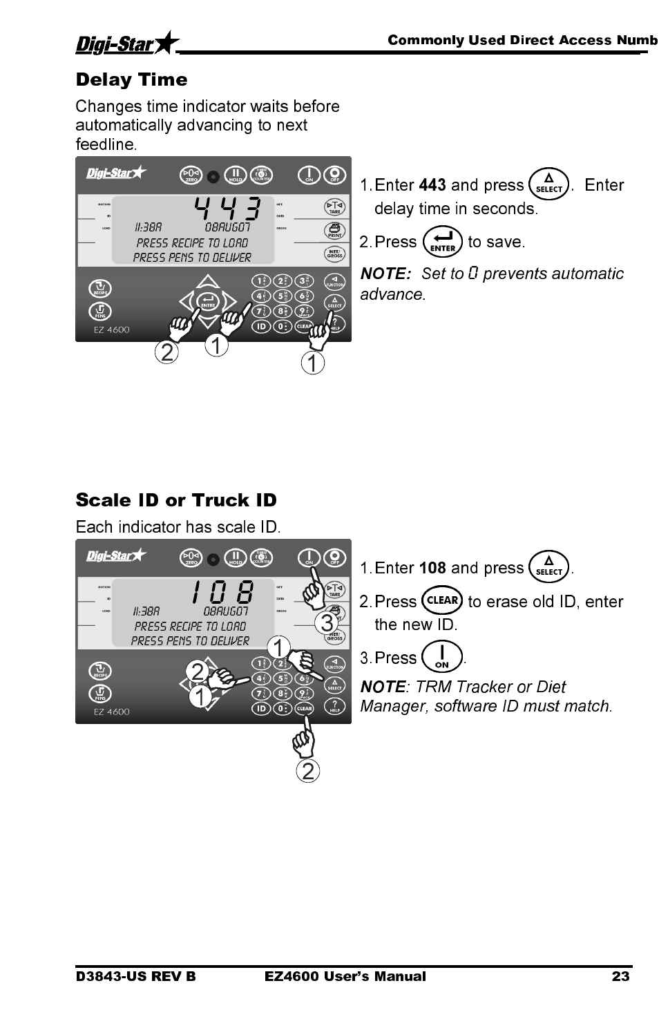 I 0 8, Delay time, Scale id or truck id | Digi-Star EZ 4600 Manual USB User Manual | Page 27 / 53