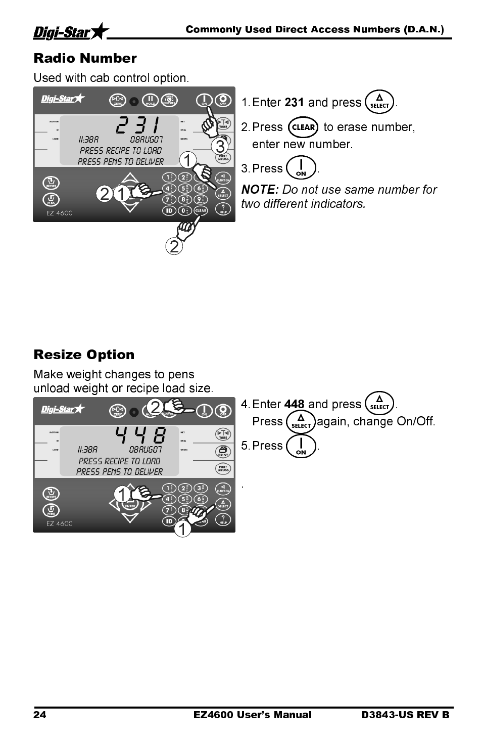 2 3 i, Radio number, Resize option | Digi-Star EZ 4600 Manual USB User Manual | Page 28 / 53