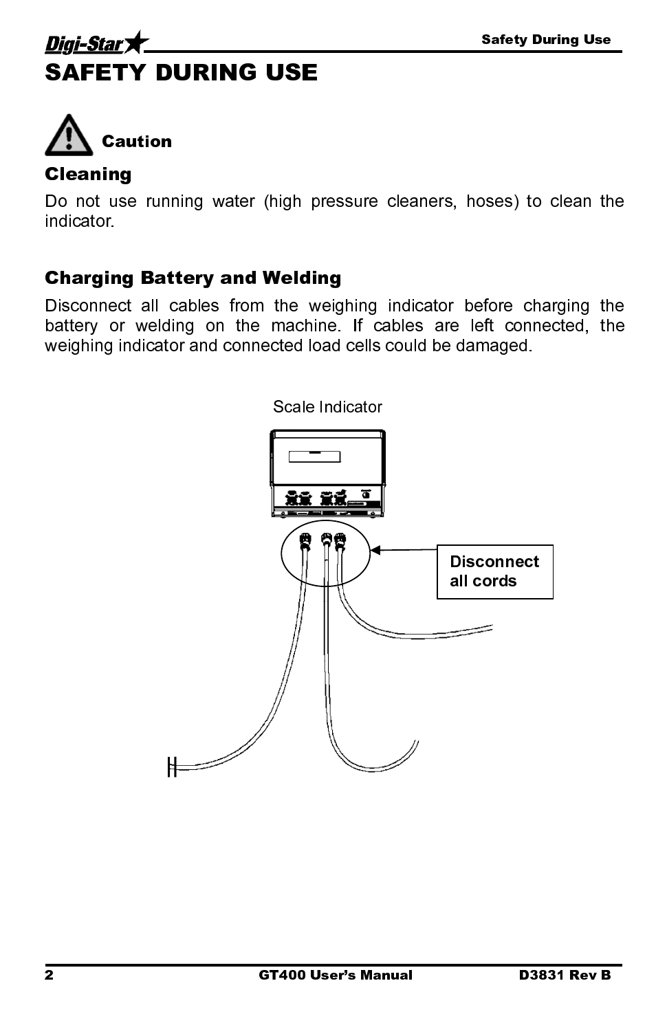 Safety during use | Digi-Star GT400 User Manual | Page 6 / 26