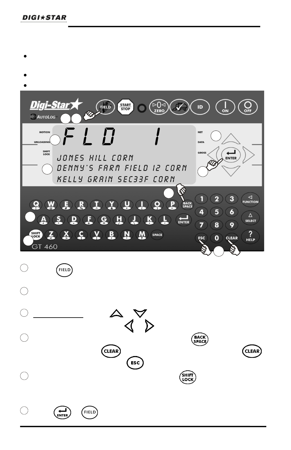 Field screen, Age 12, F l d i | Digi-Star GT460 User Manual | Page 12 / 48