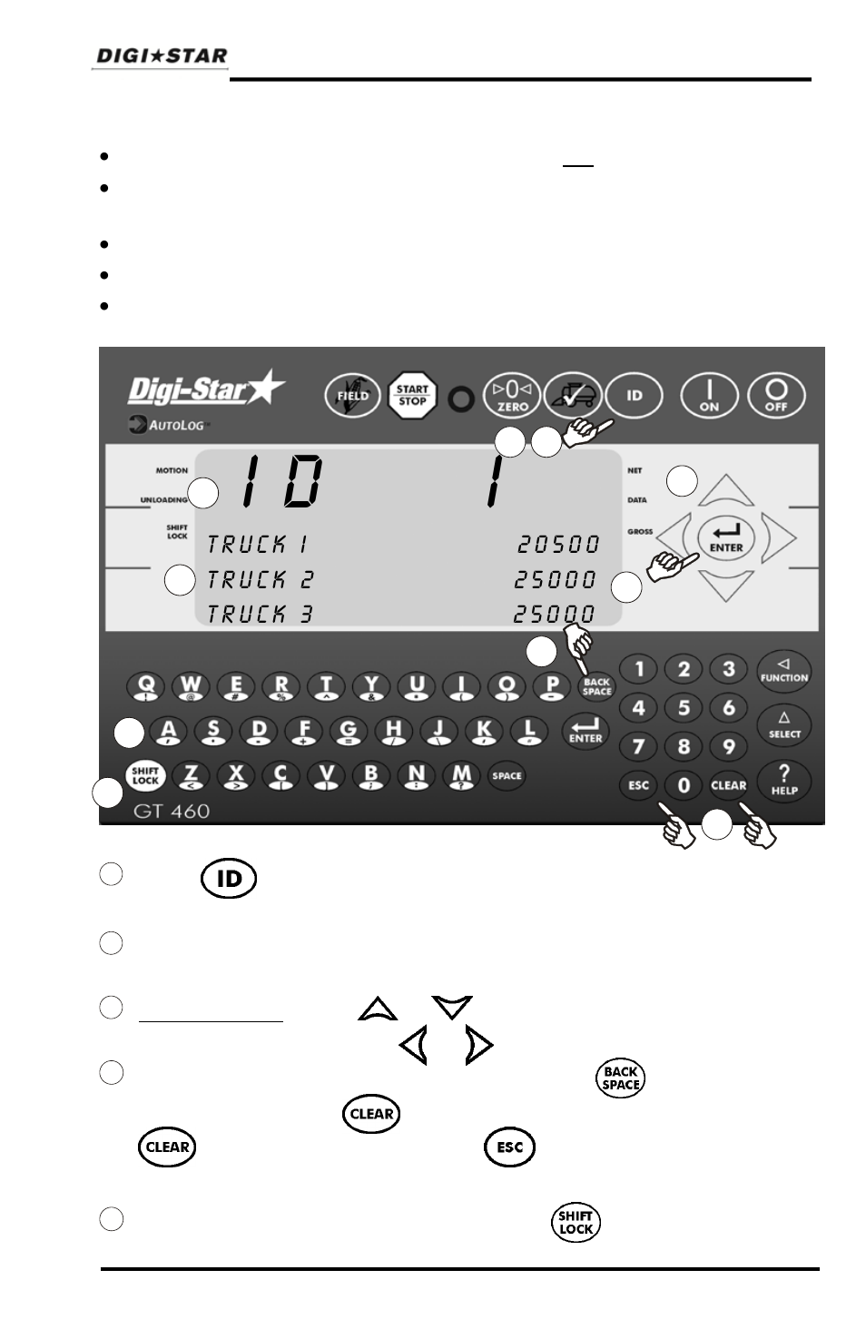 Id screen, Age 13, I d i | Digi-Star GT460 User Manual | Page 13 / 48