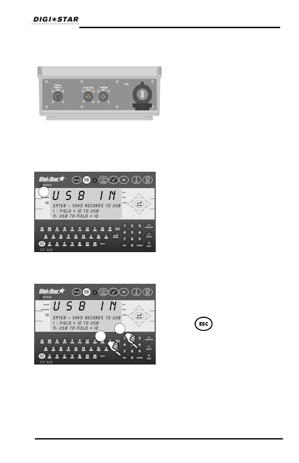 Transfer data, Transfer field & id data from usb to indicator | Digi-Star GT460 User Manual | Page 15 / 48
