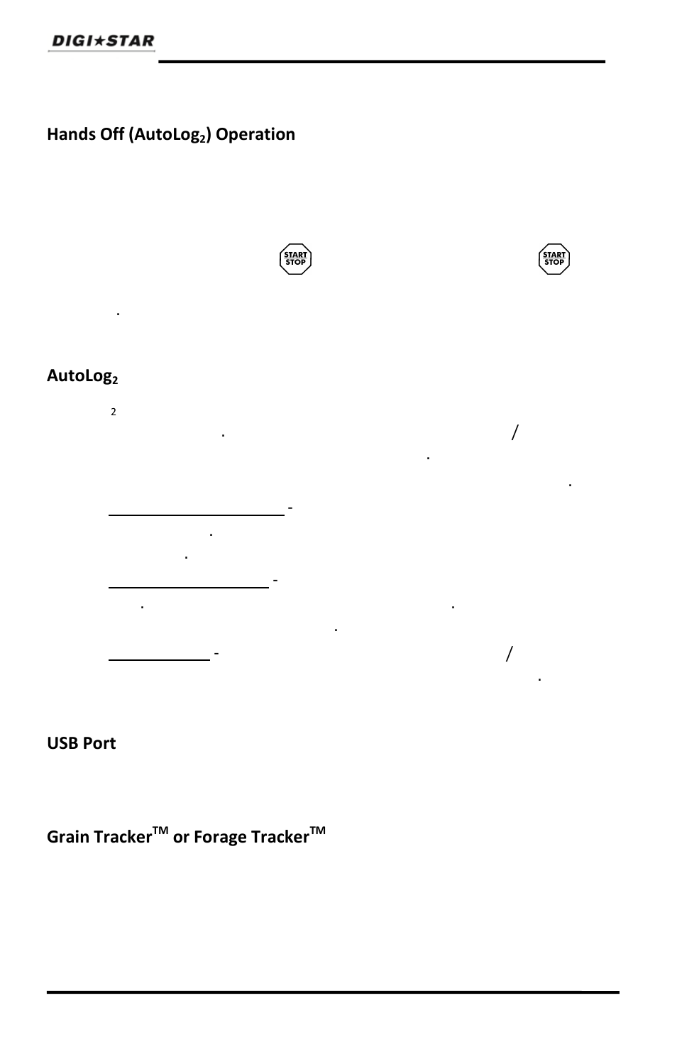 Hands off (autolog2) operation, Autolog2, Usb port | Grain trackertm or forage trackertm, Gt 460 features & options, Hands off (autolog, Operation, Autolog, Grain tracker, Or forage tracker | Digi-Star GT460 User Manual | Page 4 / 48