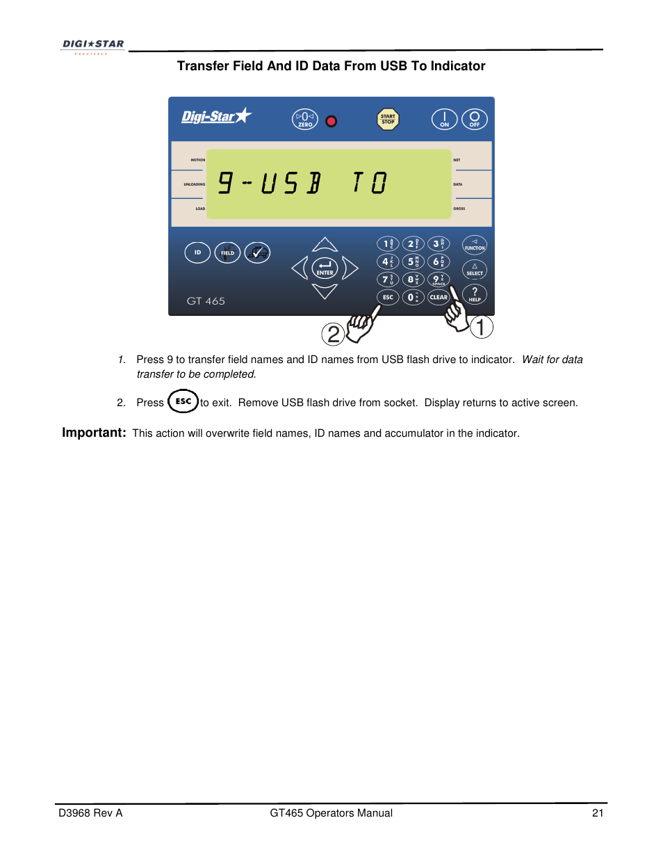 Digi-Star GT465 User Manual | Page 21 / 39