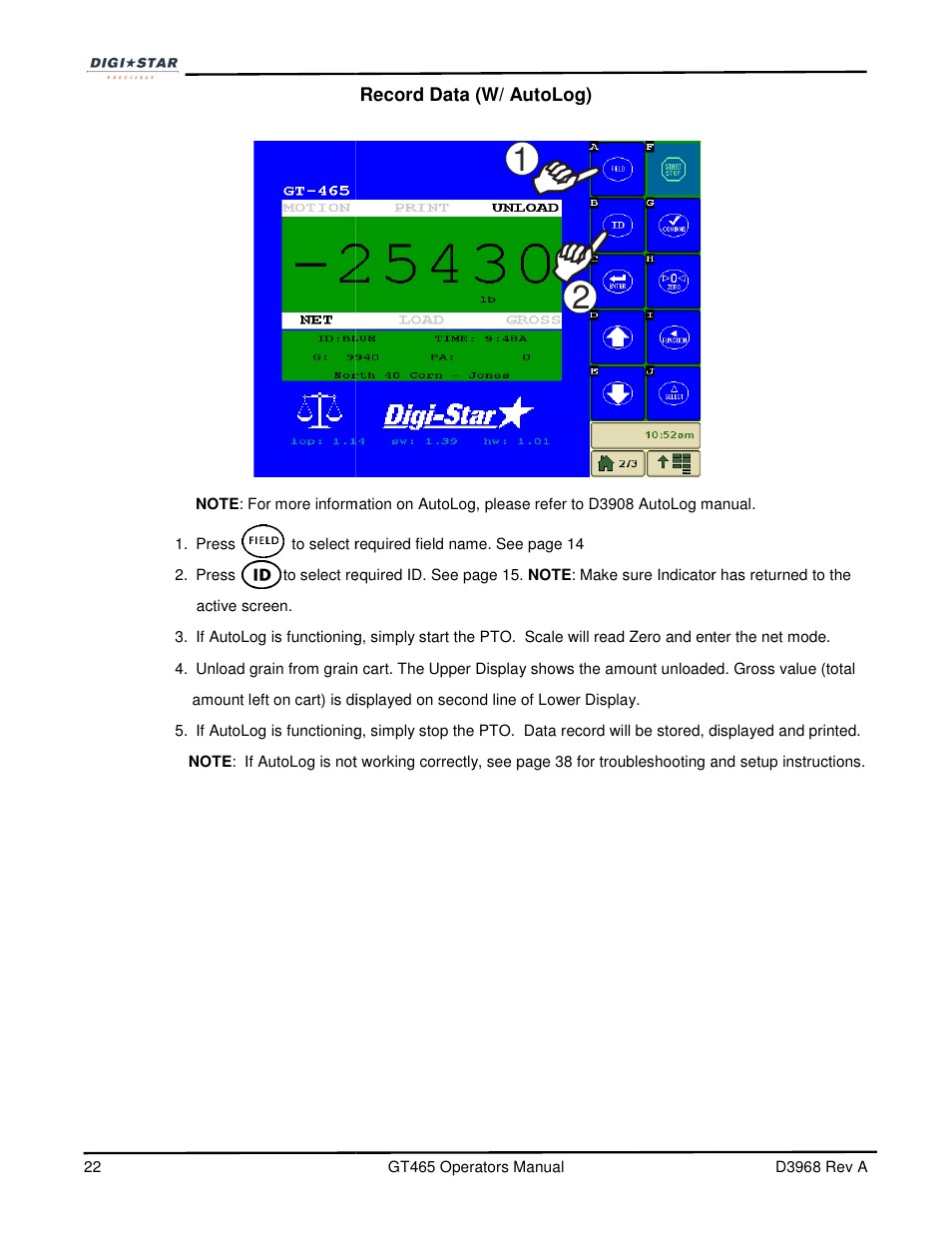 Digi-Star GT465 User Manual | Page 22 / 39