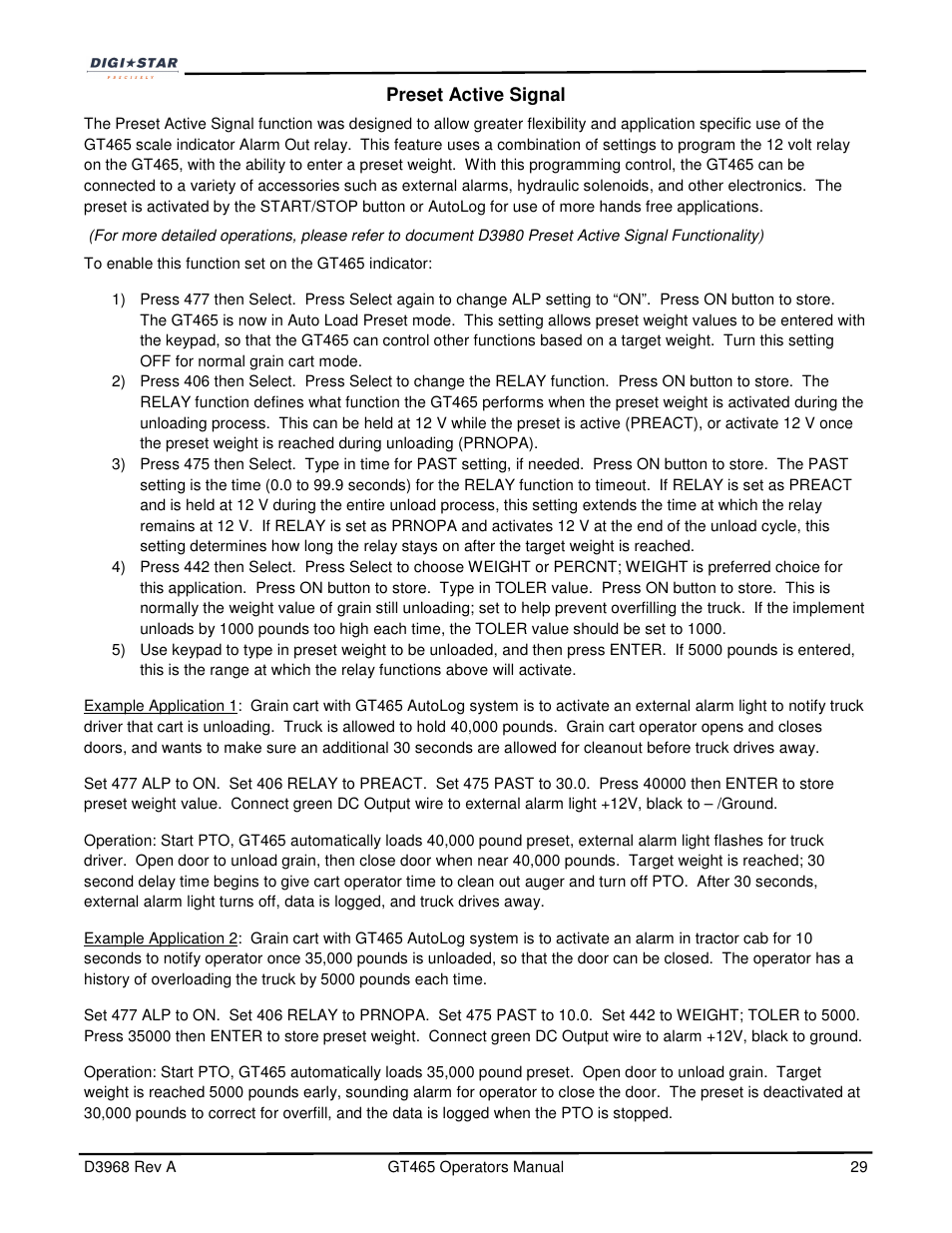 Digi-Star GT465 User Manual | Page 29 / 39