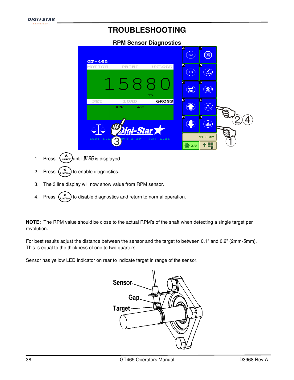 Troubleshooting | Digi-Star GT465 User Manual | Page 38 / 39