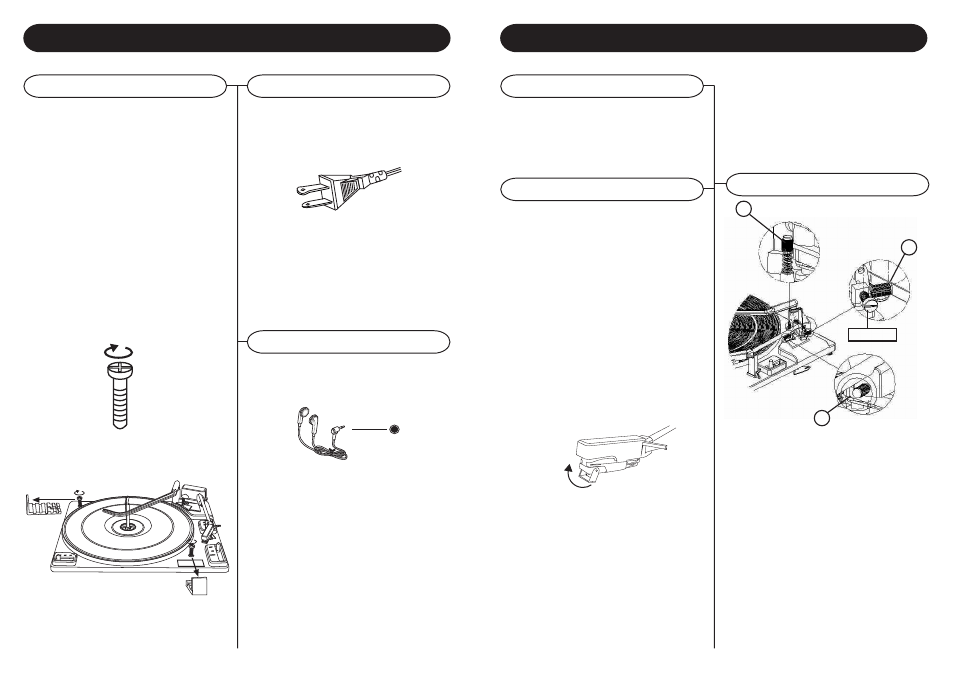 Getting started, Turntable operation, Turntable features turntable instructions | Unpacking, Power source, Earphones jack operation, Tone arm adjustment | Crosley Radio Band Master 3-in-1 Entertainer CR86 User Manual | Page 8 / 8