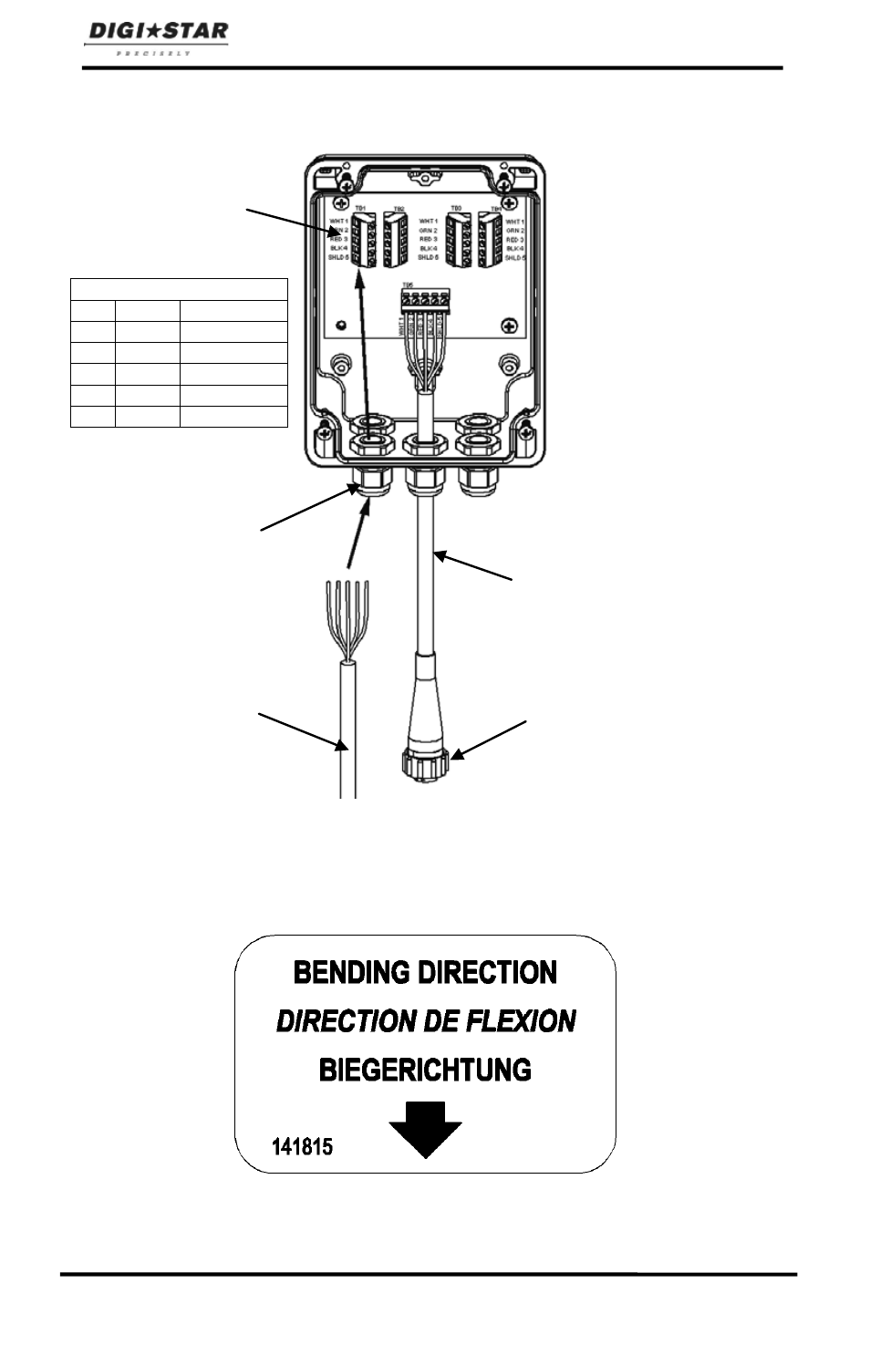 Connect load cells to j-box (standard indicator), Load cell direction | Digi-Star ST 3400 User Manual | Page 38 / 46