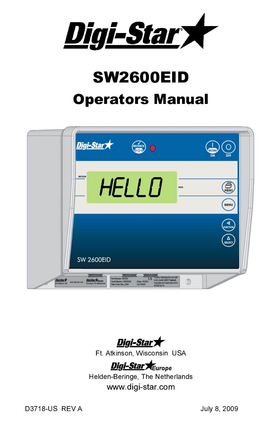 Digi-Star SW2600EID User Manual | 46 pages