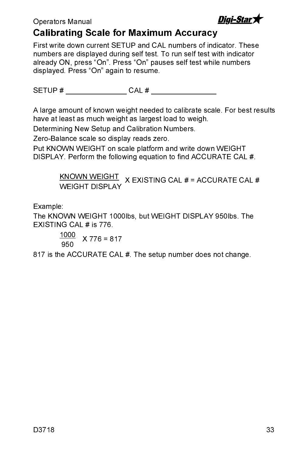 Calibrating scale for maximum accuracy | Digi-Star SW2600EID User Manual | Page 33 / 46