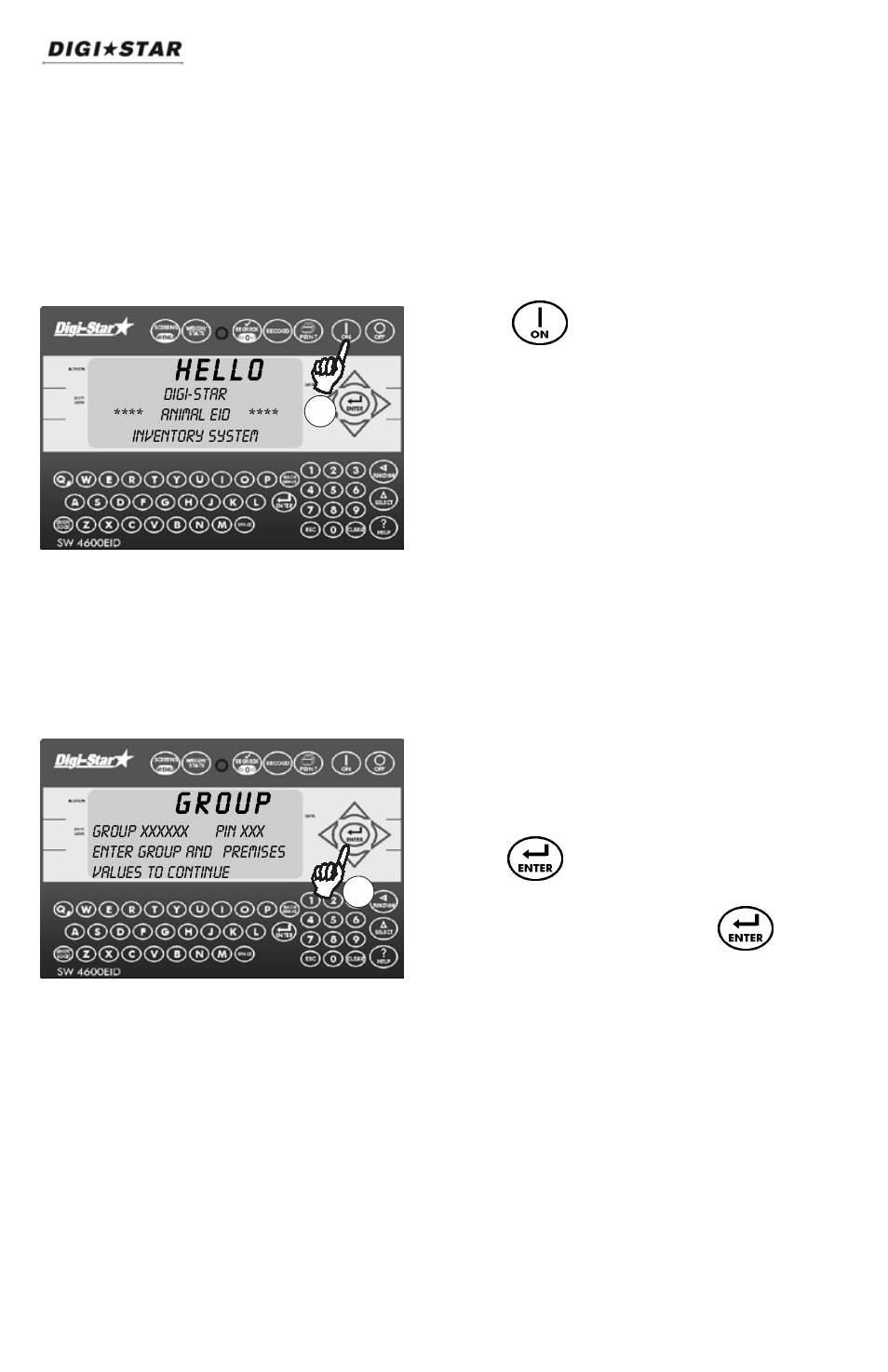 Operation, Turn on indicator, Group/premise numbers | Digi-Star SW4600EID User Manual | Page 10 / 45