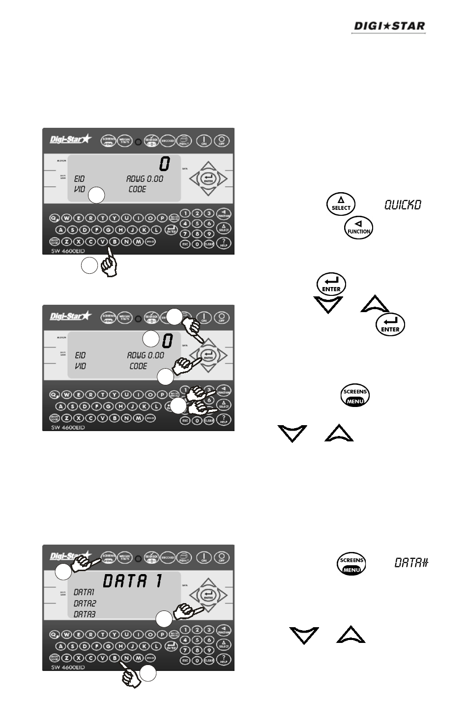 Data fields, Quick data fields | Digi-Star SW4600EID User Manual | Page 11 / 45