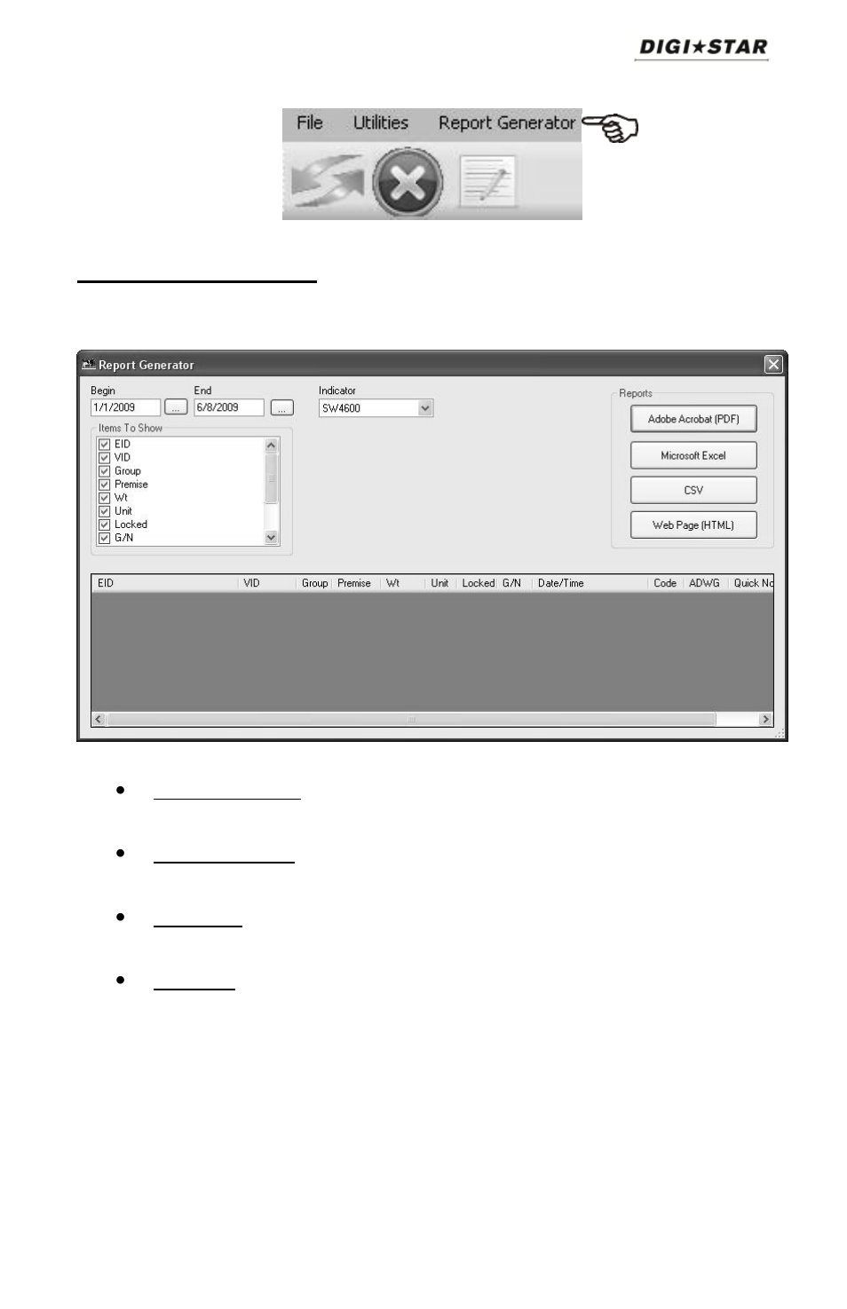 Report generator | Digi-Star SW4600EID User Manual | Page 31 / 45