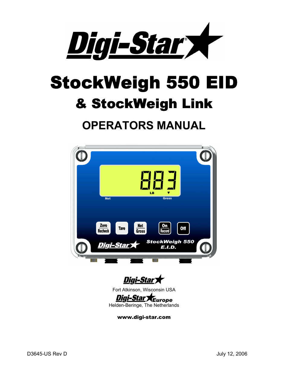 Digi-Star StockWeigh 550 EID User Manual | 38 pages