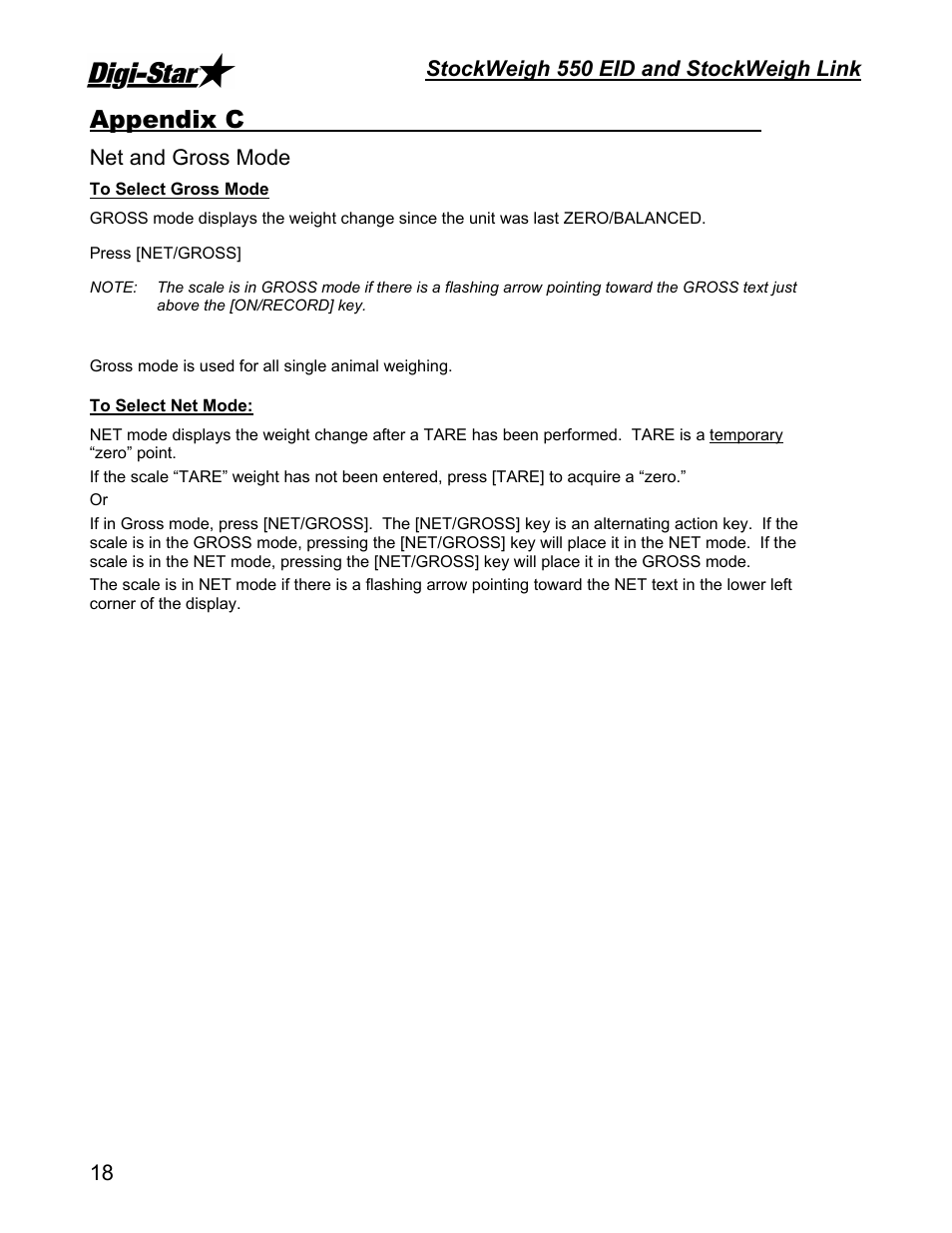 Appendix c | Digi-Star StockWeigh 550 EID User Manual | Page 22 / 38