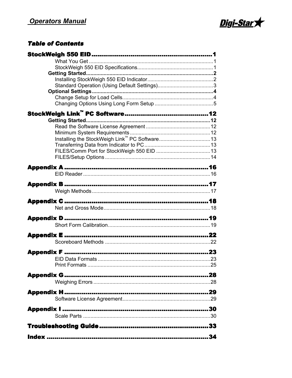 Digi-Star StockWeigh 550 EID User Manual | Page 3 / 38