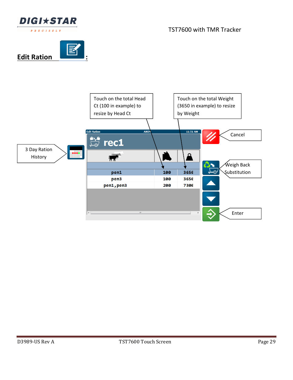 Edit ration | Digi-Star TST7600 with TMR Tracker User Manual | Page 29 / 51