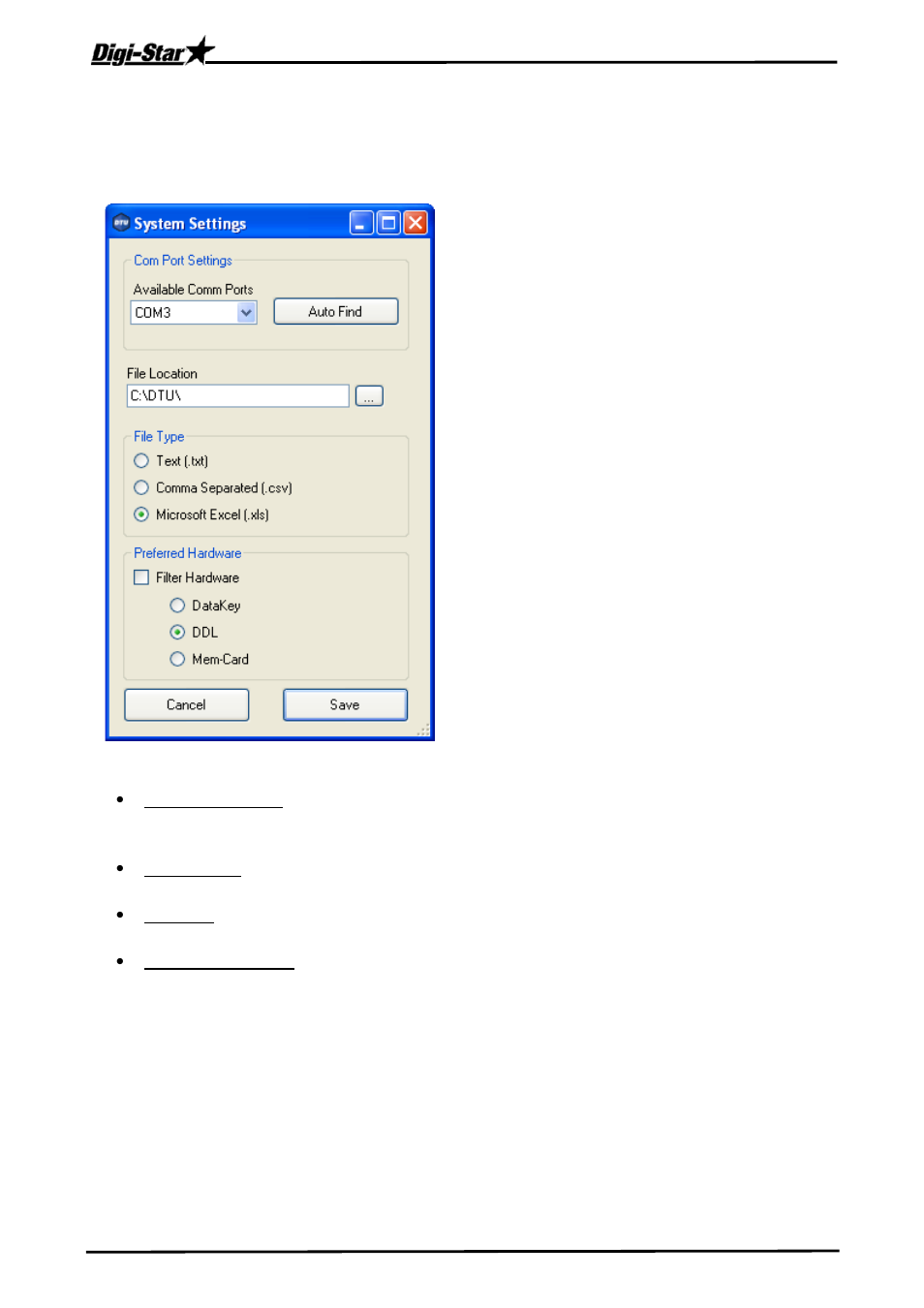 Settings, System settings | Digi-Star DTU User Manual | Page 7 / 16