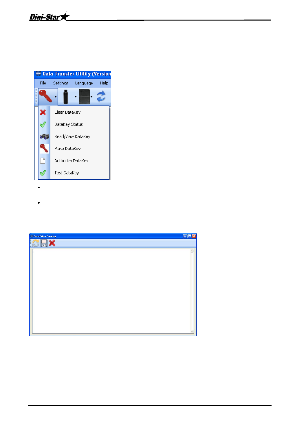 Datakey operations, Read/view datakey | Digi-Star DTU User Manual | Page 9 / 16