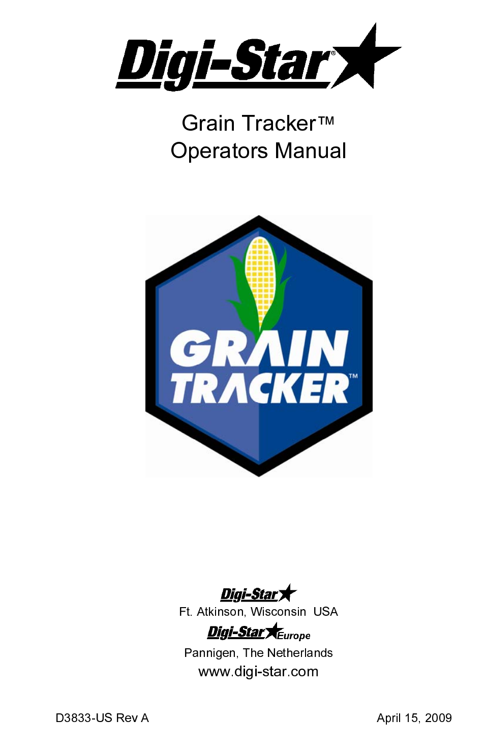 Digi-Star Grain Tracker User Manual | 11 pages