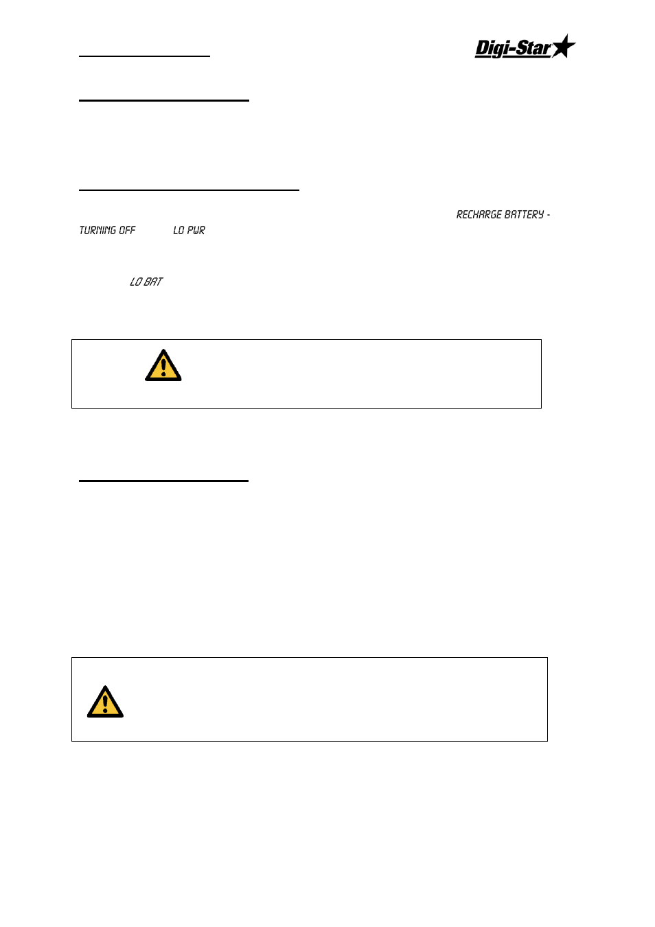 Running self test, Low battery indication, Fcc notifications | Operators manual | Digi-Star CC400 User Manual | Page 9 / 9