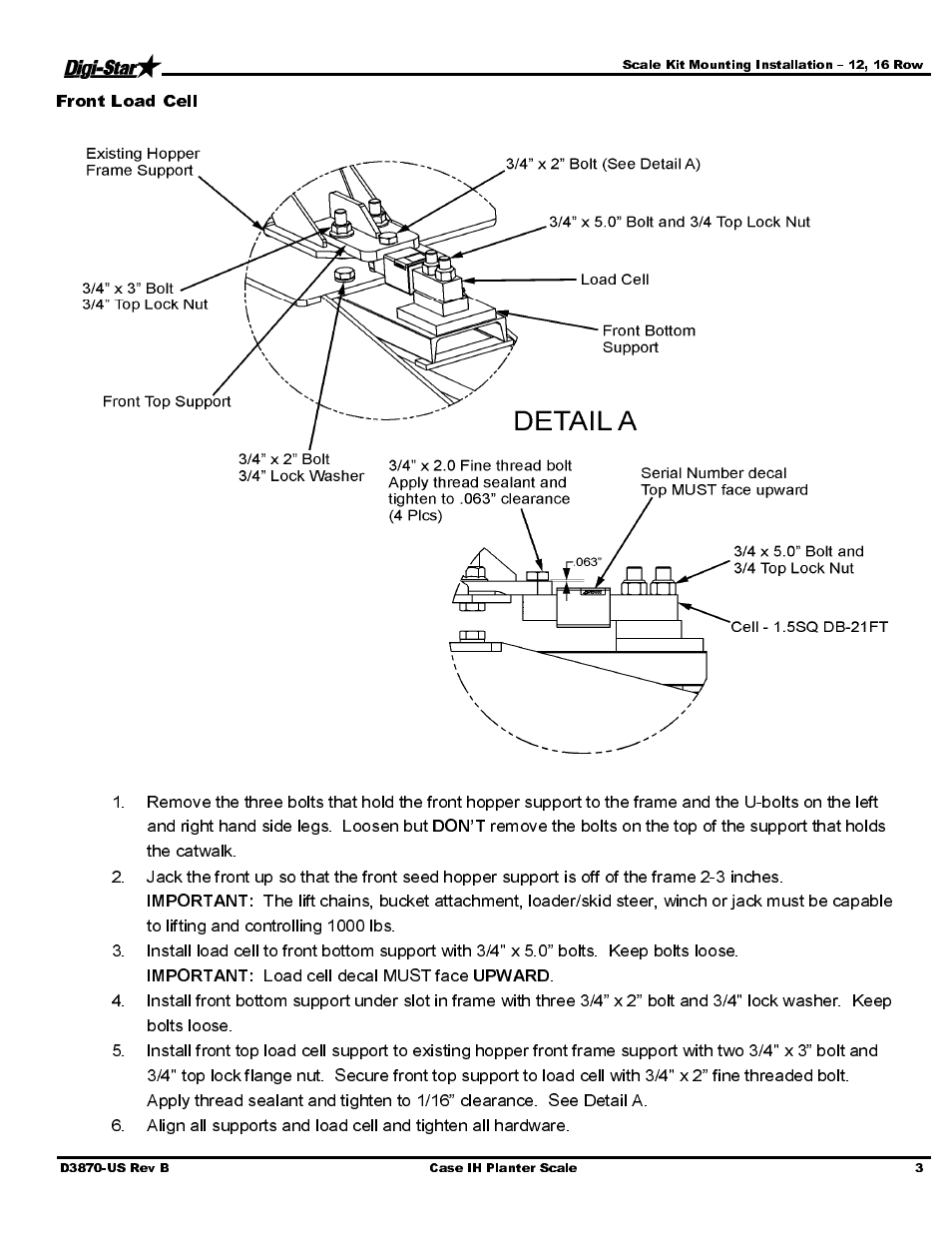Front load cell | Digi-Star Case IH 1250 - 12/16/24 User Manual | Page 5 / 18
