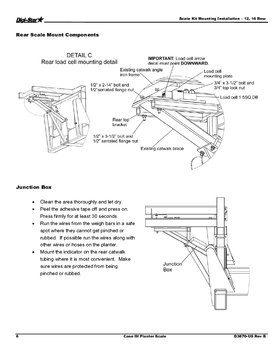 Rear scale mount components, Junction box | Digi-Star Case IH 1250 - 12/16/24 User Manual | Page 8 / 18