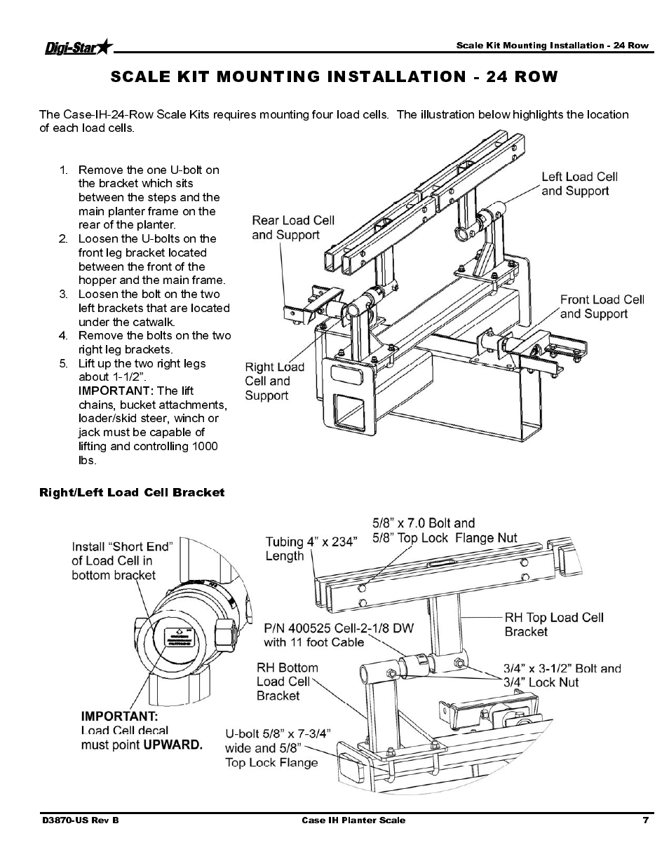 Right/left load cell bracket | Digi-Star Case IH 1250 - 12/16/24 User Manual | Page 9 / 18