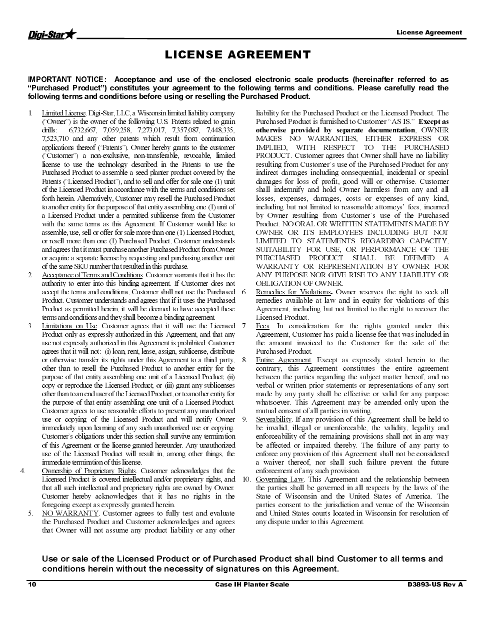 Digi-Star Case IH 1260 – 32/36 User Manual | Page 12 / 12