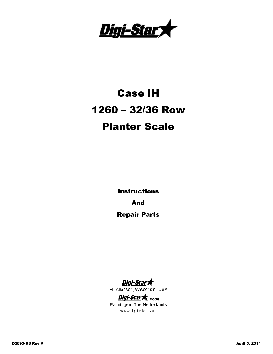 Digi-Star Case IH 1260 – 32/36 User Manual | 12 pages