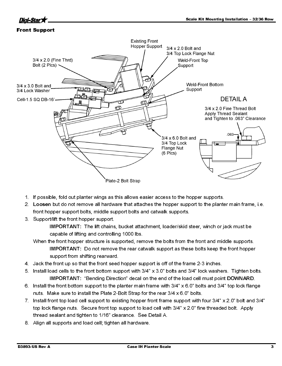 Front support | Digi-Star Case IH 1260 – 32/36 User Manual | Page 5 / 12