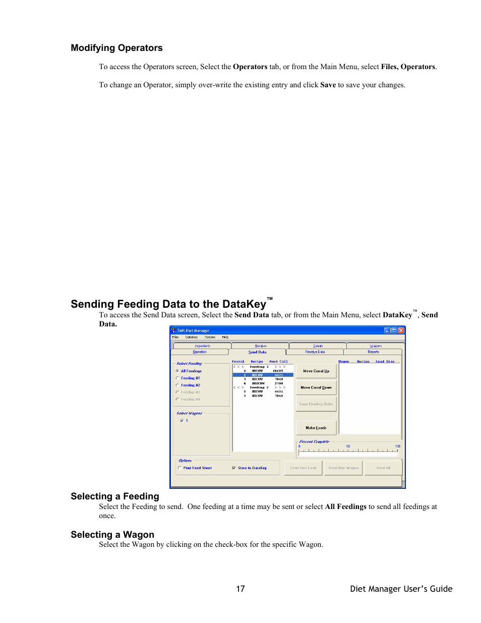 Sending feeding data to the datakey | Digi-Star Diet Manager Full Guide User Manual | Page 17 / 28