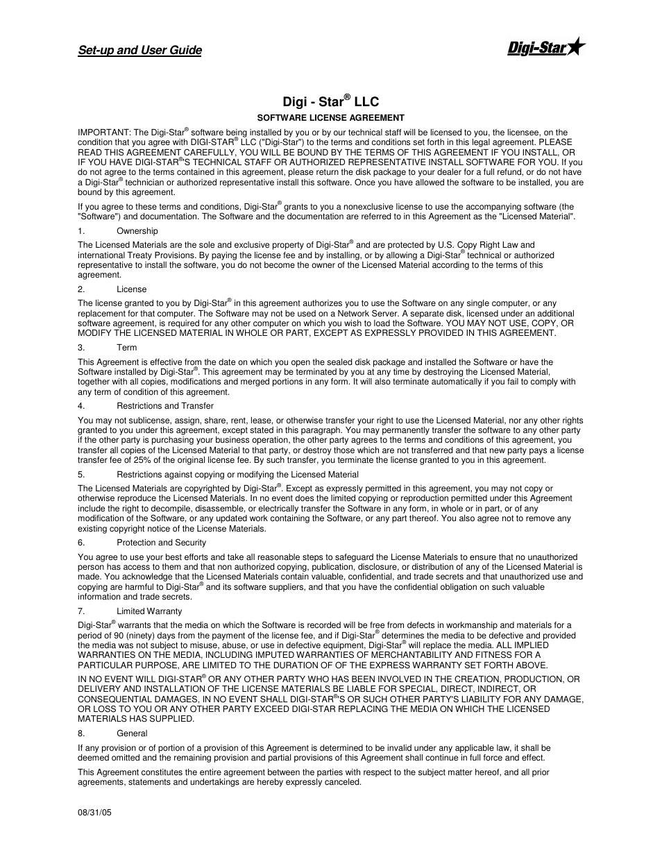Digi - star, Set-up and user guide | Digi-Star Diet Manager Set-up & User Guide User Manual | Page 2 / 17
