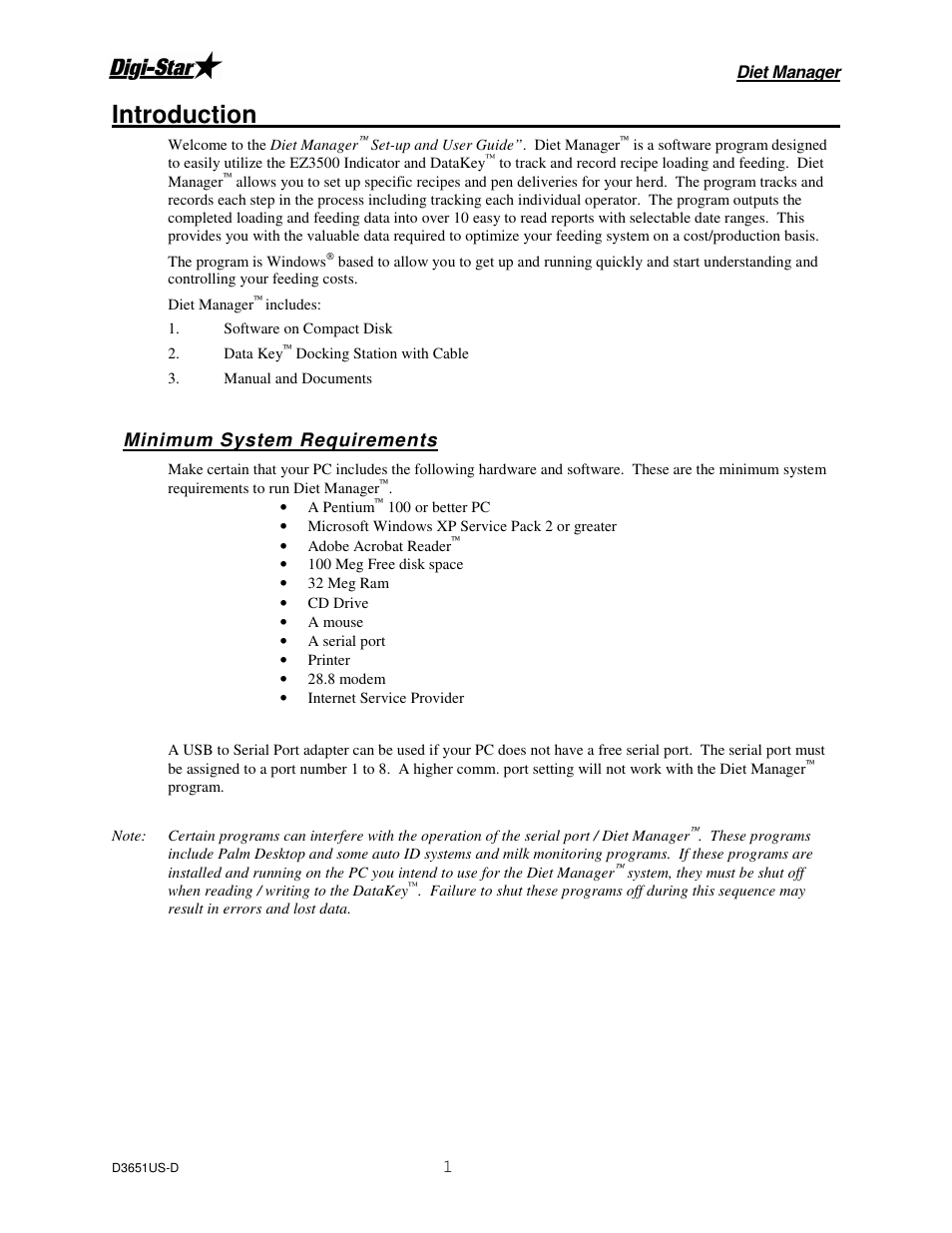 Introduction | Digi-Star Diet Manager Set-up & User Guide User Manual | Page 5 / 17