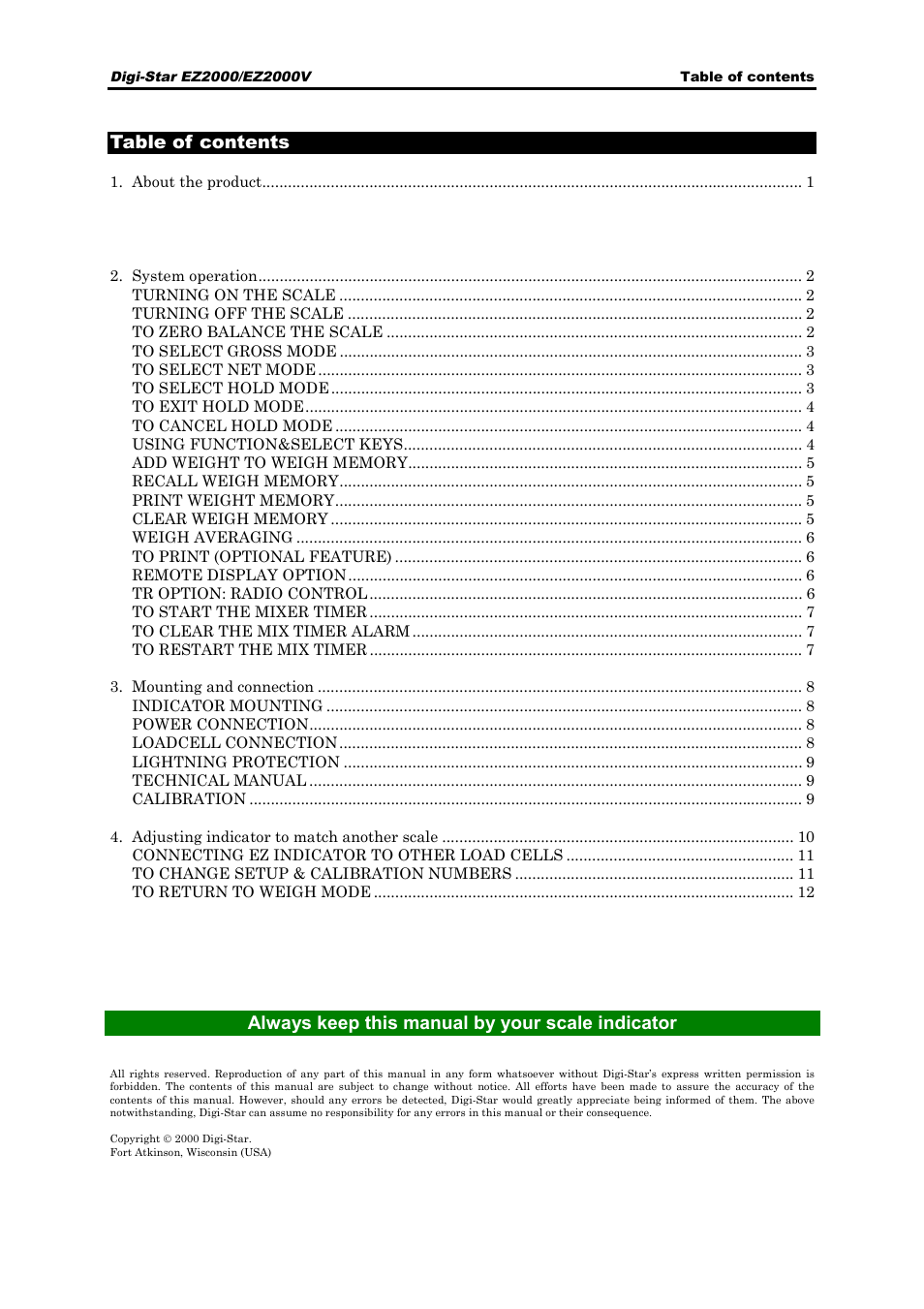 Digi-Star EZ 2000/V User Manual | Page 2 / 14