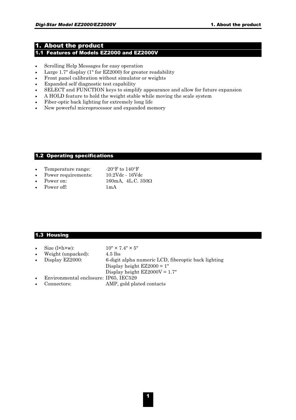 About the product | Digi-Star EZ 2000/V User Manual | Page 3 / 14